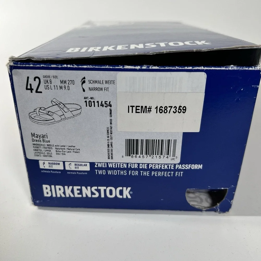 Birkenstock Women’s Navy Patent Rio Sandals with Red Sole